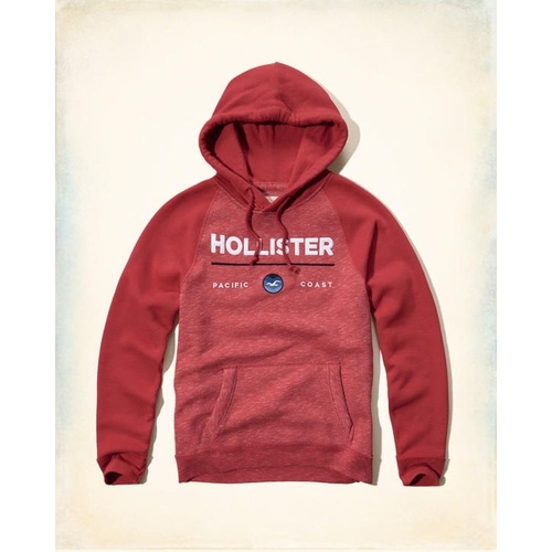 Hollister HCO 長袖 文字 連帽T 紅色 260