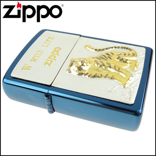 ZIPPO 日系~WILD LIFE-老虎圖案鍍鈦純銀貼片打火機