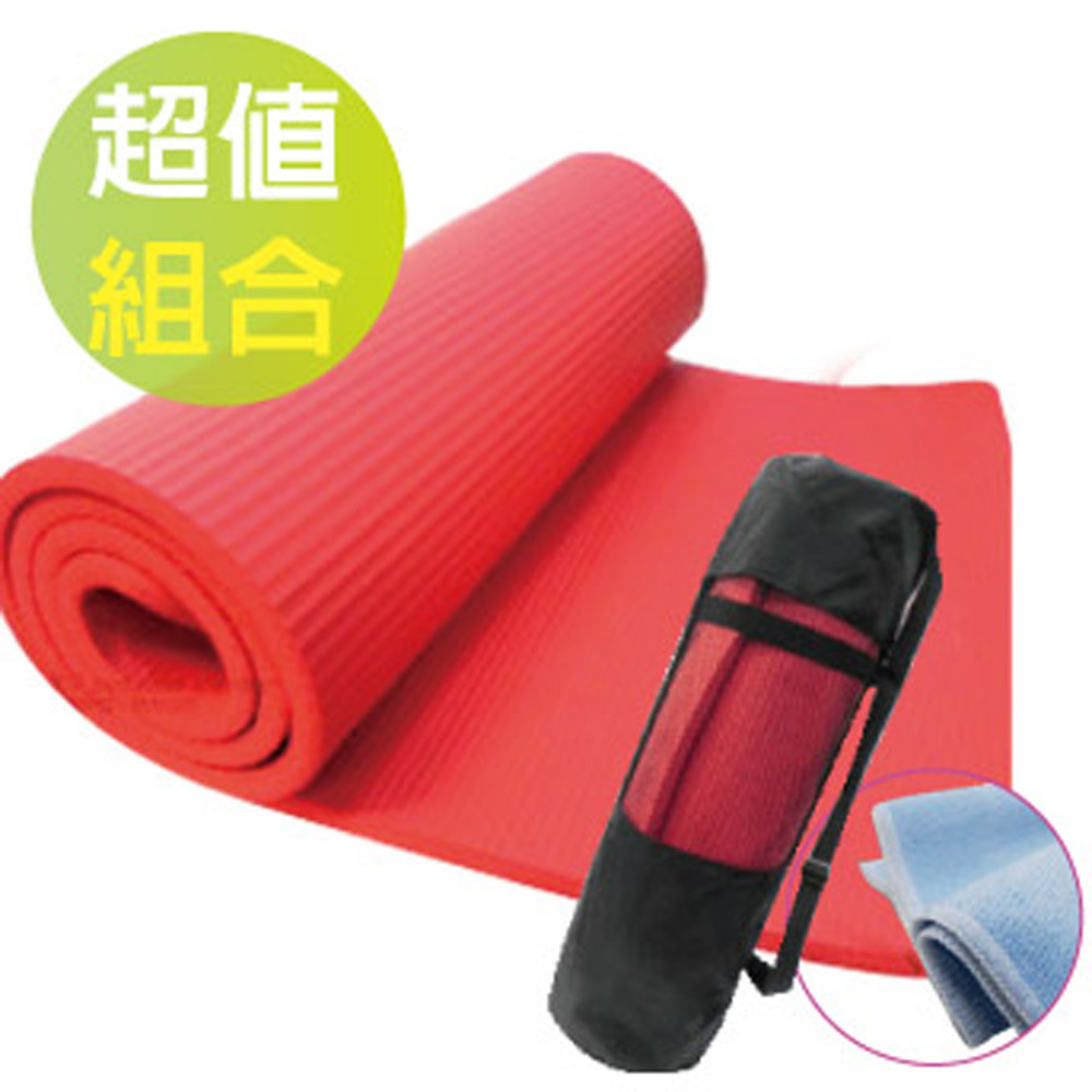 VOSUN -NBR專業級直條單面壓紋環保 - 瑜珈墊 -寵愛組(直角/10mm)_珊瑚紅