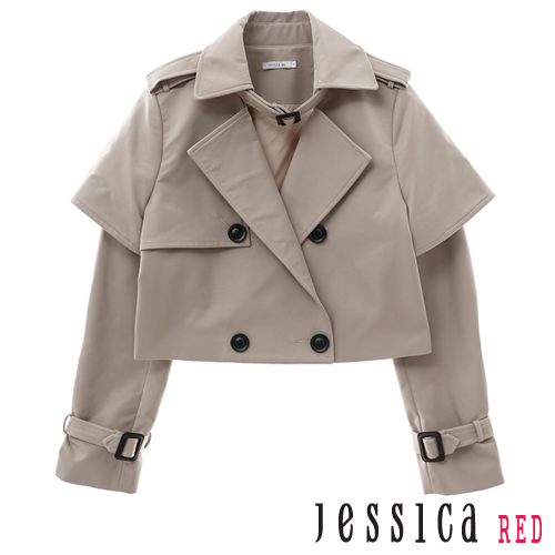 JESSICA RED-短板風衣式外套（米白）