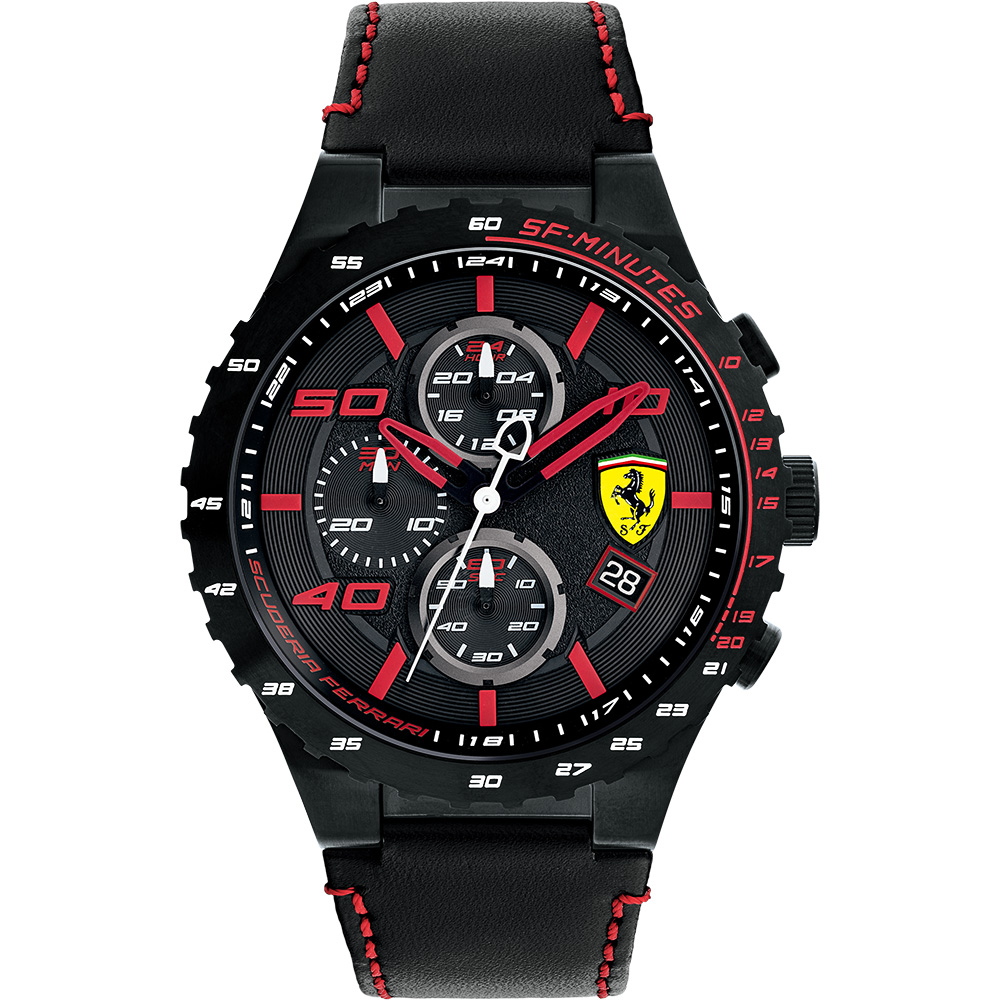 Scuderia Ferrari 法拉利 evo 三眼計時腕錶-黑x紅時標/46mm