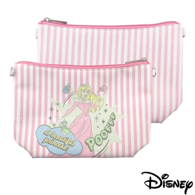 Disney迪士尼漫畫條紋公主系大容量化妝包/萬用包-睡美人