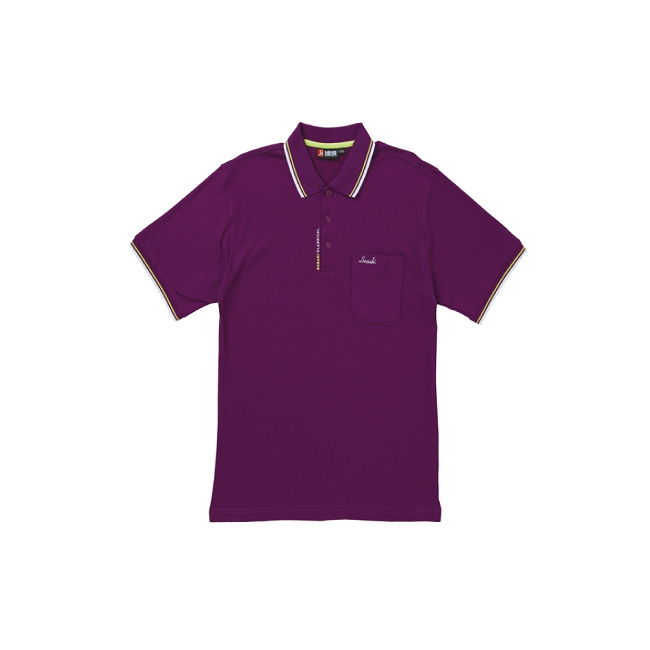 SASAKI 棉質吸濕排汗功能運動休閒短衫-男-深葡萄紫