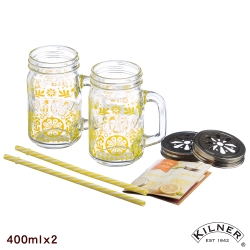 KILNER 把手玻璃杯禮盒/檸檬款(二入) 400ml