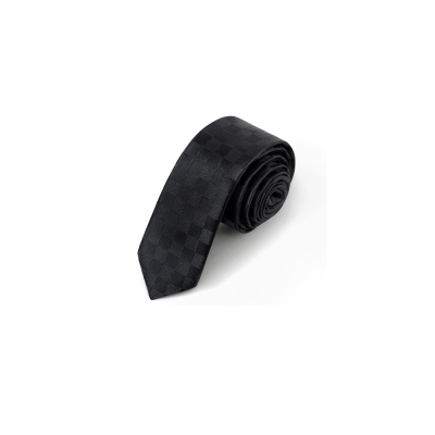 拉福  格紋6cm窄版領帶拉鍊領帶 (黑色)