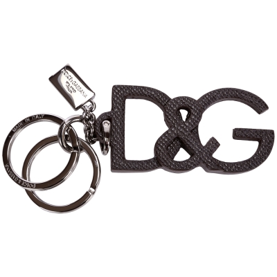 DOLCE & GABBANA Logo皮革鑰匙圈(深咖啡)