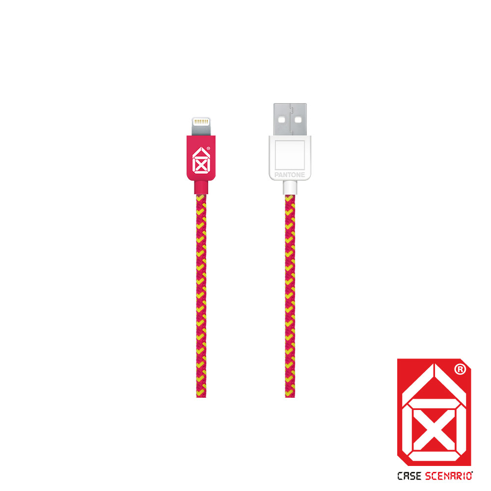 PANTONE Lightning to USB 編織傳輸線 MFi 認證 (紅)