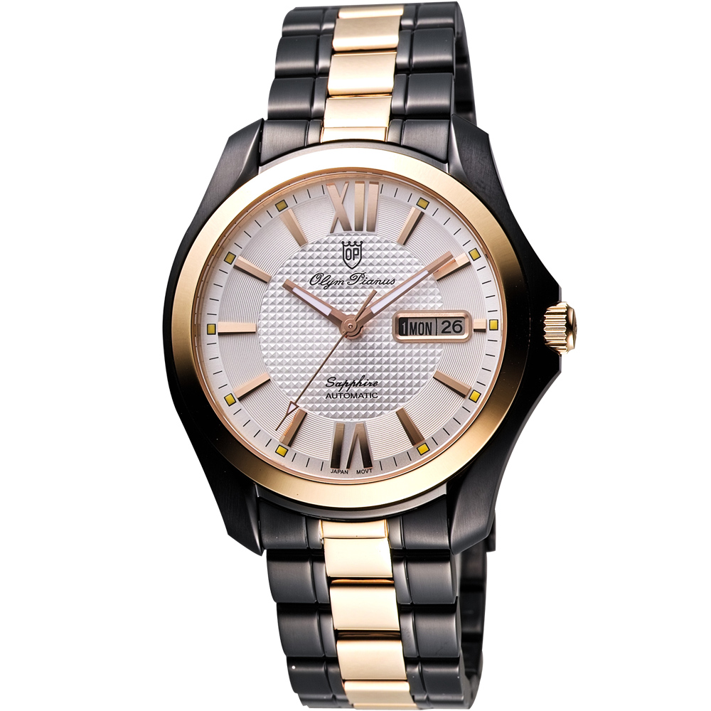 Olympianus 時尚羅馬機械腕錶-銀x玫塊金框/40mm