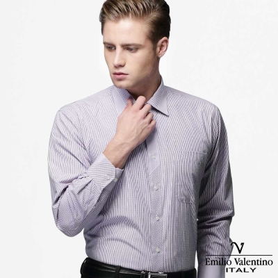 Emilio Valentino 范倫提諾都會設計感條紋襯衫-紫