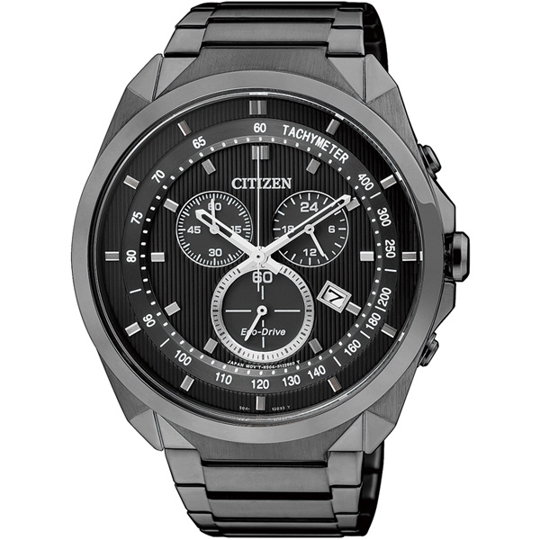 CITIZEN 光動能炫黑計時腕錶(AT2155-58E)-IP黑/44mm