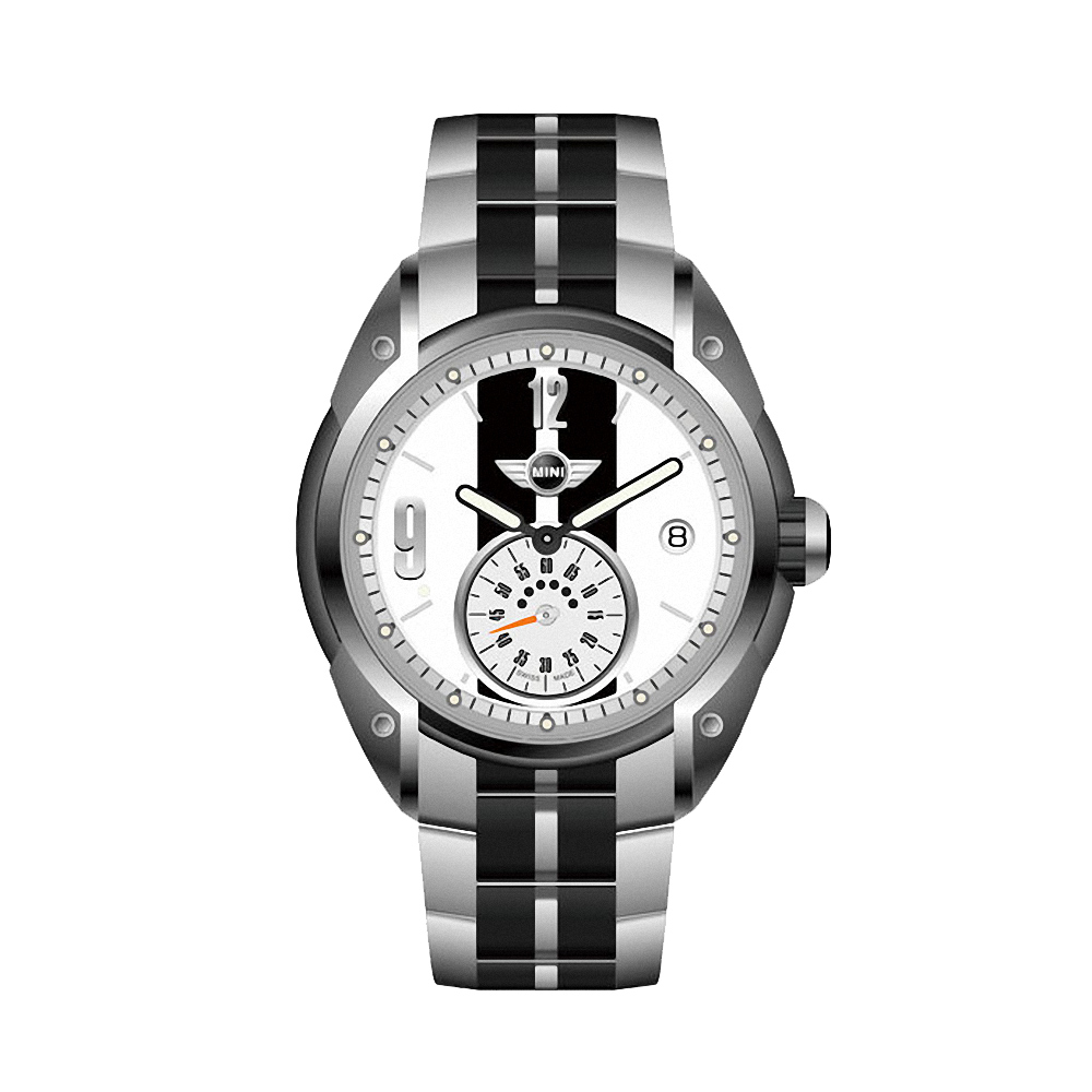 MINI Swiss Watches 經典Cooper原創概念小秒圈腕錶-銀x黑/45mm