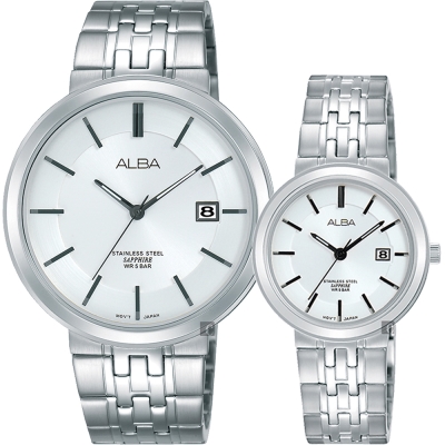 ALBA雅柏 都會時尚對錶(AS9D83X1+AH7N53X1)-銀/40+30mm