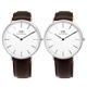 DW Daniel Wellington 現代紳士真皮腕錶-白x棕色/40mm+40mm product thumbnail 1