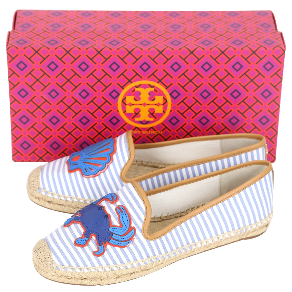 TORY BURCH CRAB ESPADRILLE 條紋拼接貝殼螃蟹草編鞋| 精品服飾/鞋子| Yahoo奇摩購物中心