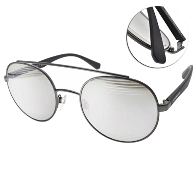 EMPORIO ARMANI太陽眼鏡 圓框飛行款/槍-白水銀#EA2051 30106G
