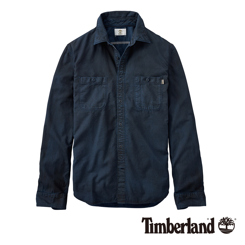 Timberland 男款深藍色工裝修身長袖襯衫