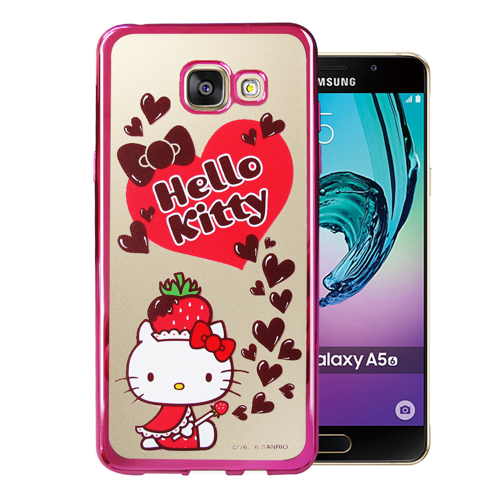 Hello Kitty Samsung Galaxy A5(2016)電鍍手機殼(草莓帽)