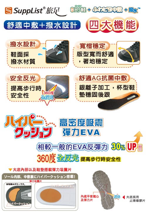 日本Supplist戶外健走鞋-簡約涼感款-ON707灰(男段)