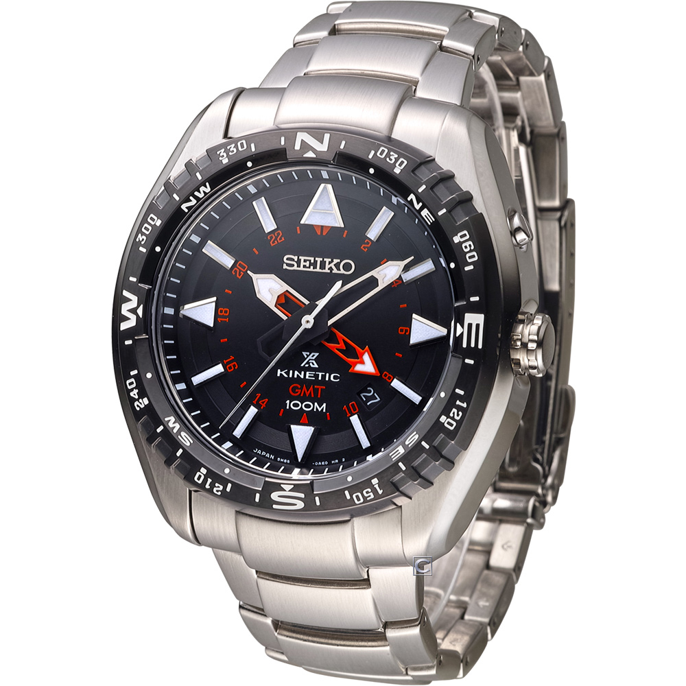 SEIKO SPOSPEX 兩地時間人動電能腕錶(SUN049J1)-黑x紅/45mm