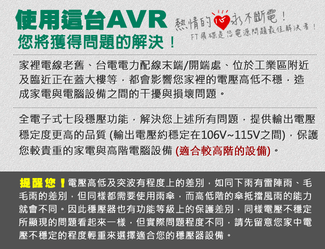 飛碟AVR-1.2KVA全電子式穩壓器 ( 七段)