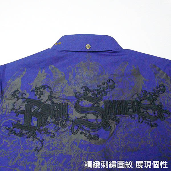 [摩達客]美國進口【Born Sinners】Sir Lucan 藍時尚長袖設計襯衫