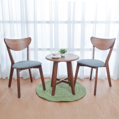 Boden-莫司實木餐椅+小茶几組合(一桌二椅)-50x50x55cm