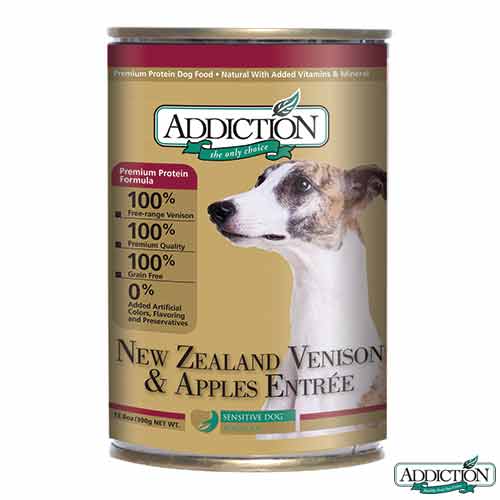 ADDICTION自然癮食 紐西蘭頂級天然無穀 鹿肉蘋果 主食罐390g X 6罐