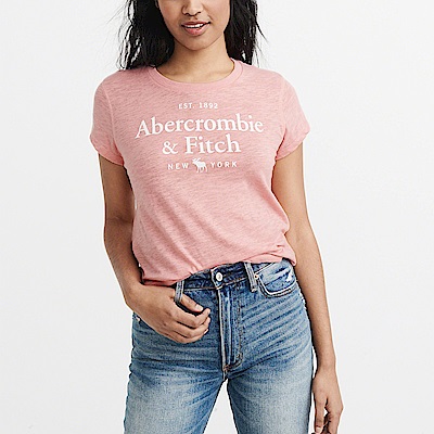 A&F 經典印刷文字大麋鹿短袖T恤(女)-粉色 AF Abercrombie