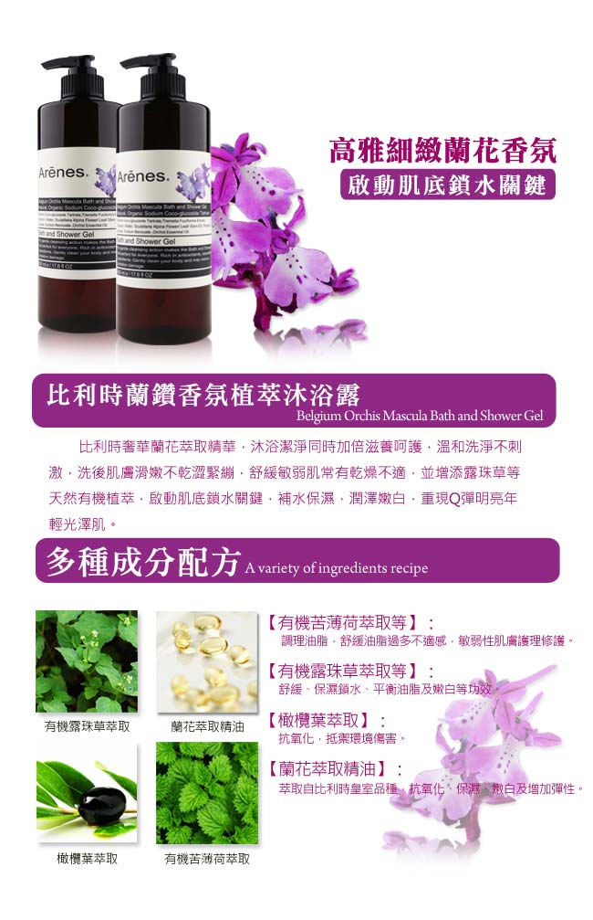 Arenes 比利時蘭鑽植萃香氛沐浴露500ml