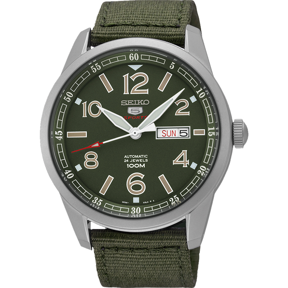SEIKO 精工5號盾牌24石機械腕錶(SRP621J1)-綠/43mm