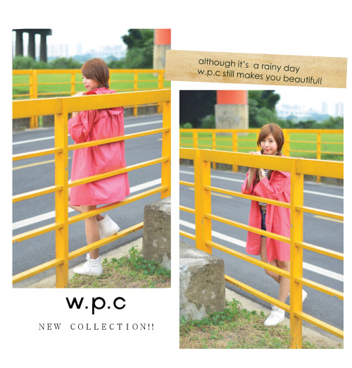 【w.p.c.】2 way袖子可折。時尚雨衣/風衣(R9001)_深藍點點