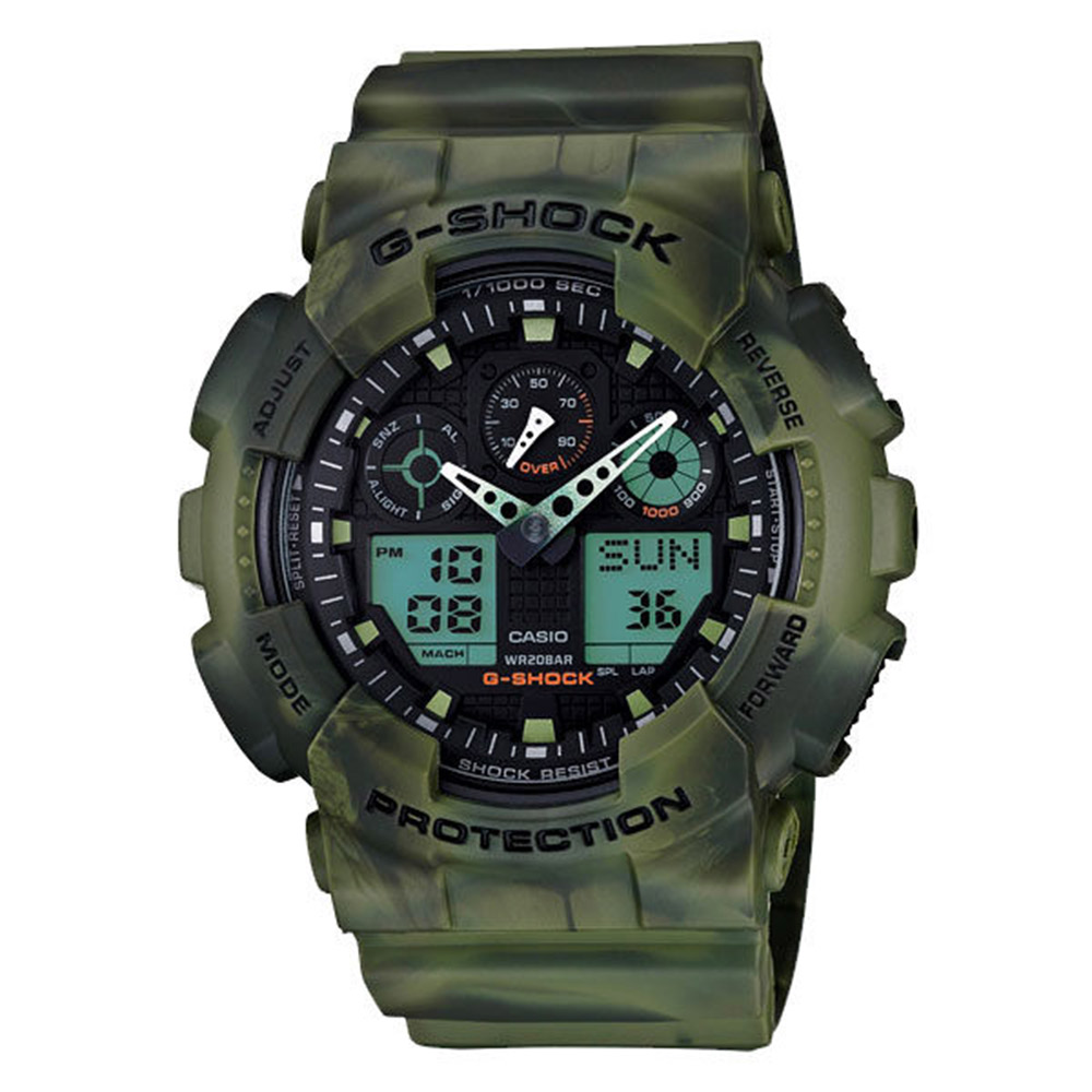 G-SHOCK 叢林迷彩軍綠運動風格腕表(GA-100MM-3A)x51.2mm