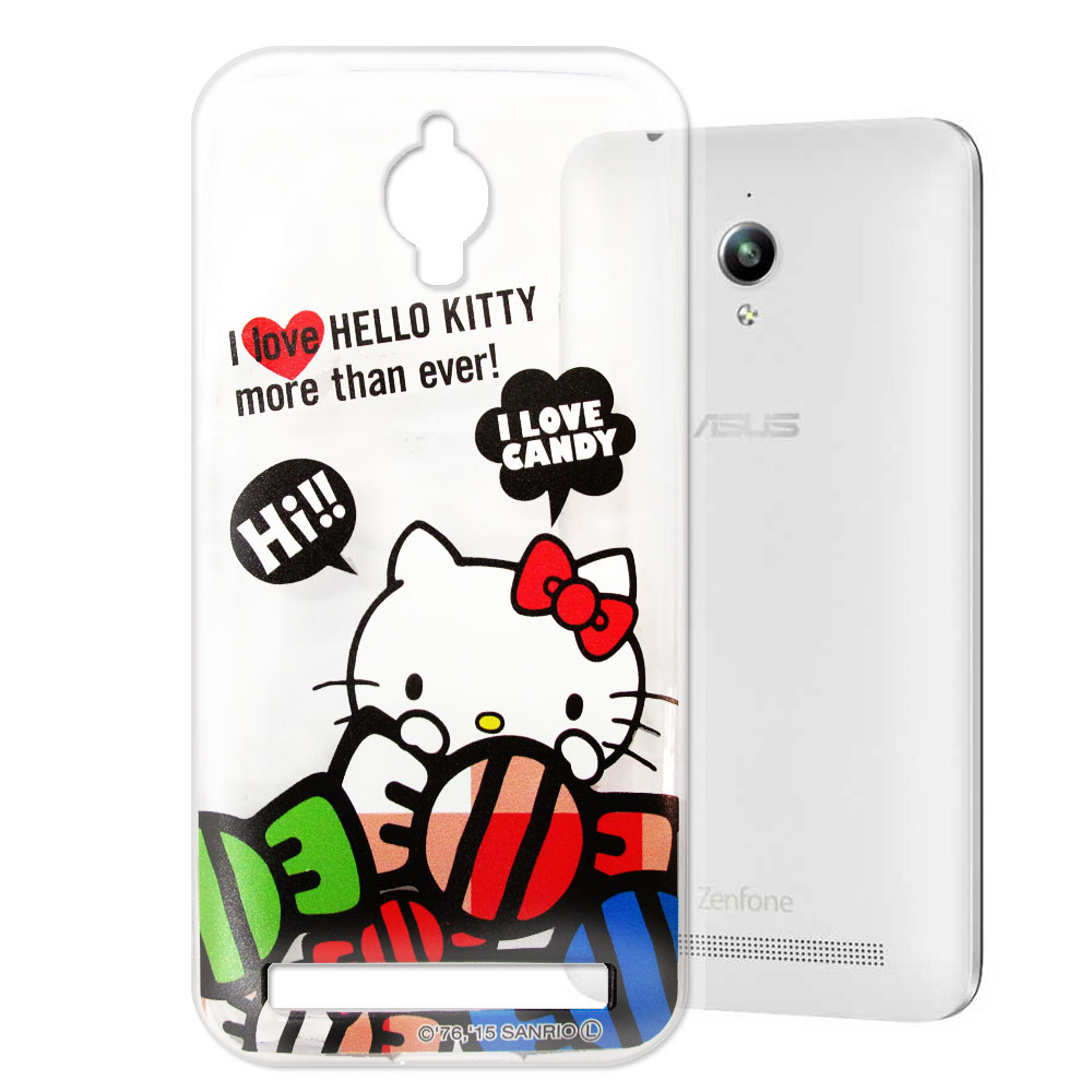 Hello Kitty Asus Zenfone GO 透明軟式手機殼 糖果款