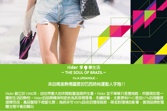 Rider 巴西 女 SMOOTHIE 運動夾腳鞋(紫黑)