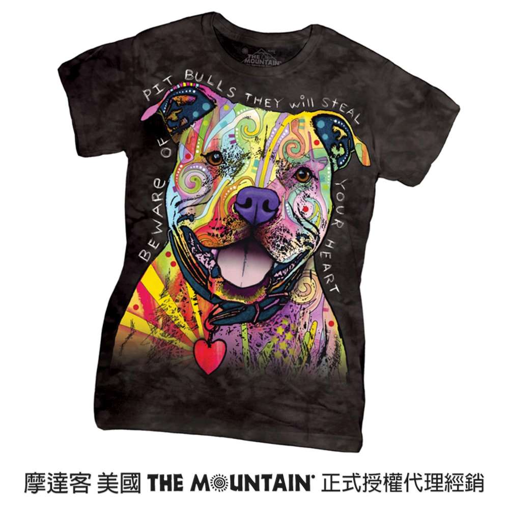 摩達客 美國進口The Mountain 彩繪比特犬  短袖女版T恤