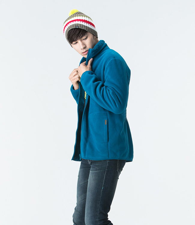 【SNOW FOX 雪狐】男款北極長絨毛雙面穿保暖透氣外套FC-71653磚藍/藍