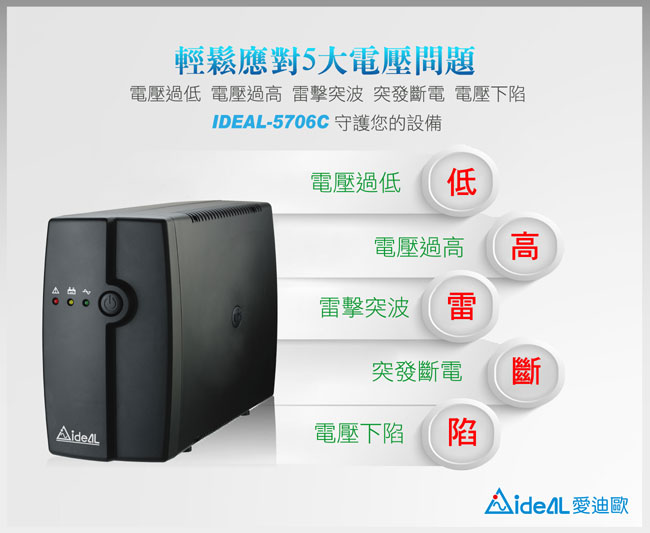 愛迪歐 在線互動式IDEAL-5706C(600VA)兩入組