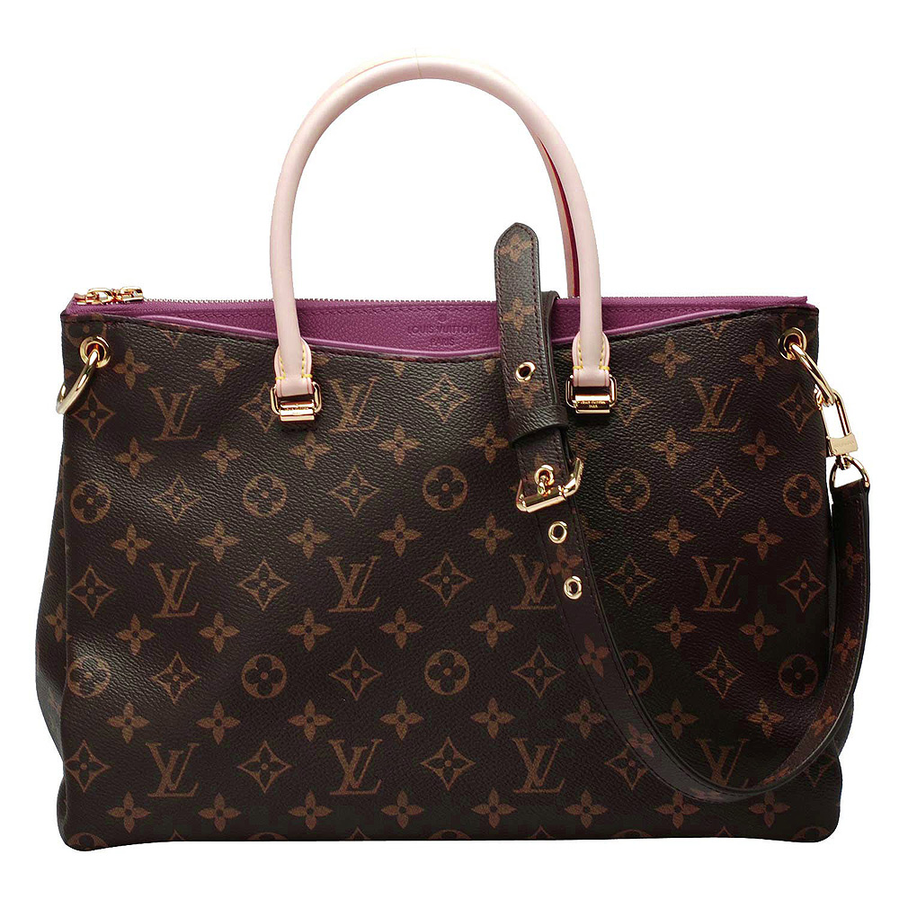 LV M41633 Monogram PALLAS系列拼接皮革手提/肩背包(葡萄紫)