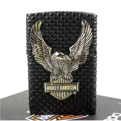 【ZIPPO】日系~Harley-Davidson-哈雷鷹-本印傳漆置真皮加工-金