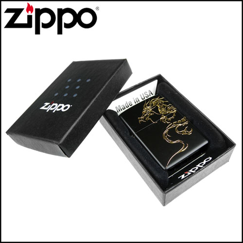 【ZIPPO】日系~Dragon-民族風龍圖騰-兩面連續加工打火機(黑金款)