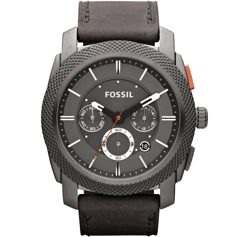 FOSSIL 星際時空三環運動腕錶-軍灰色/45mm