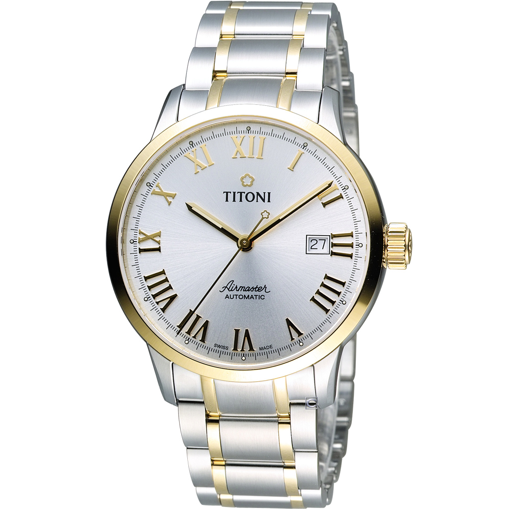 TITONI Airmaster 空霸 Day-Date 機械腕錶-雙色/41mm