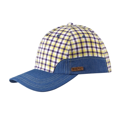 【SNOWFOX 雪狐】戶外休閒旅遊抗UV中性款格紋球帽 CA-21519 黃藍格