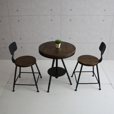 微量元素 手感工業風美式桌椅組/一桌二椅