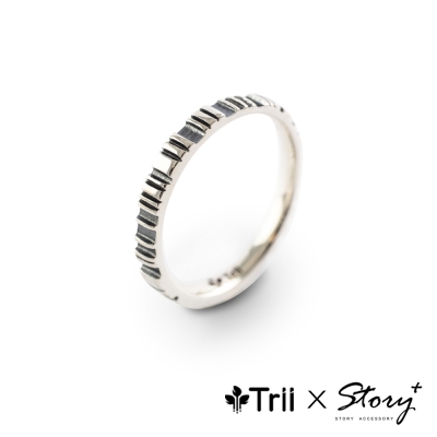 STORY故事銀飾-謎.藏-條碼概念客製戒指 (實心細款)