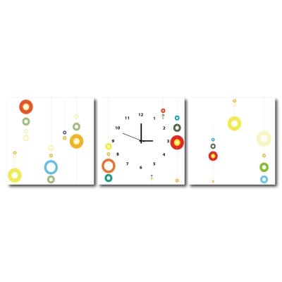 美學365 - 三聯式無框藝術掛畫時鐘- 愉悅 50x50cm