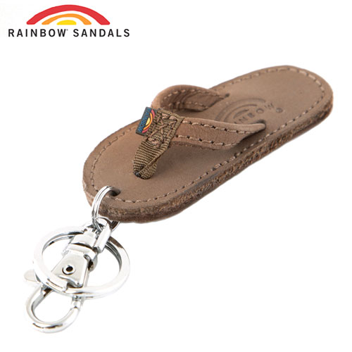 Rainbow Sandals品牌限量經典拖鞋麂皮鑰匙圈-棕色
