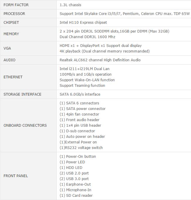 Shuttle 浩鑫 XPC DH110 準系統 LGA1151