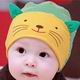 iSFun 微笑貓咪 條紋彈性嬰兒棉帽 黃綠 product thumbnail 1