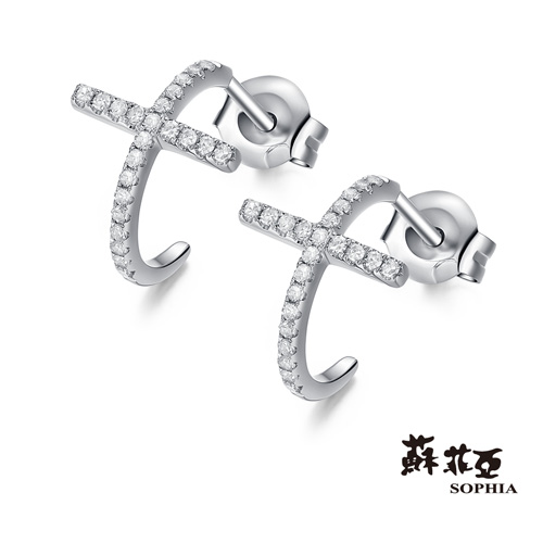 蘇菲亞SOPHIA 鑽石耳環 - 擁抱十字鑽石耳環(共兩色)